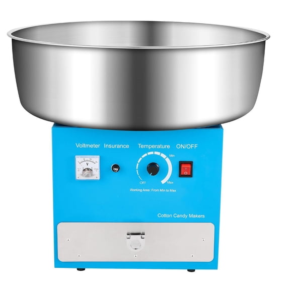 Commercial Cotton Candy Machine 1000W with 20.5 Inch Stainless Steel Bowl Sugar Scoop Drawer for Home Use Kids Birthday Family Party Blue