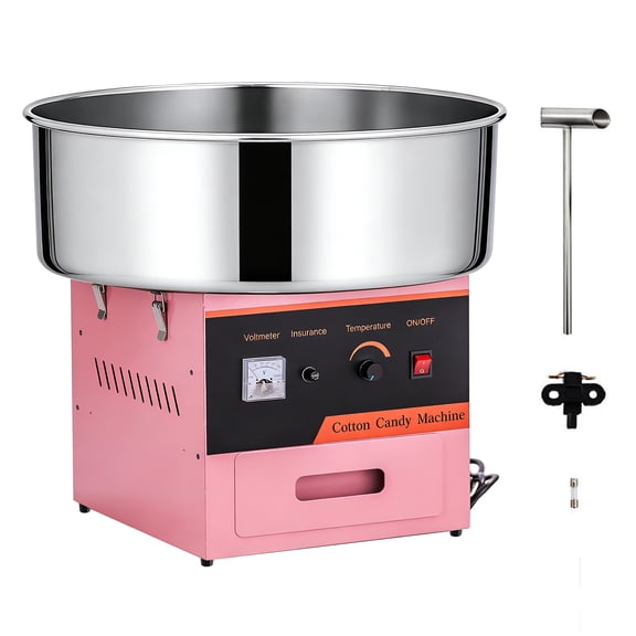 Commercial Cotton Candy Machine, 1050W Electric Floss Maker with Stainless Steel Bowl, Sugar Scoop for Family and Various Party Pink