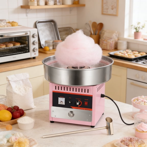 Commercial Cotton Candy Machine, Electric Commercial Candy Floss Maker, 1000W Electric Cotton Candy Machine, Commercial Floss Maker with Stainless-Steel Pan for Concert, Camping
