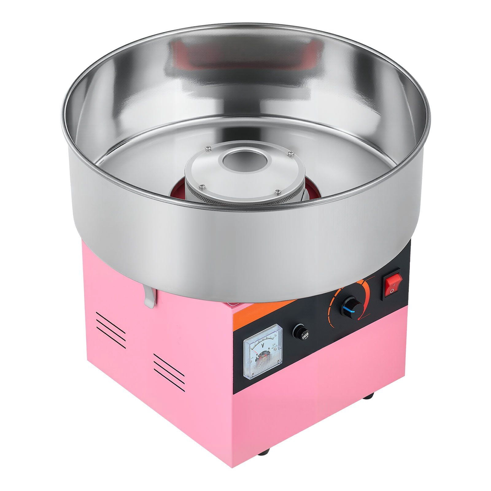 Commercial Cotton Candy Machine Electric Sugar Floss Maker 1000W Stainless Steel Plate Pink Body with Overheat Protection, 3.7oz Sugar Capacity, Easy Operation, Quick Cleanup