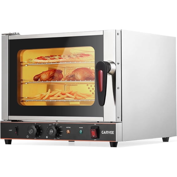 Commercial Countertop Convection Oven - 22L Electric Toaster Oven with Glass Door Wire Racks and Baking Trays - 120V