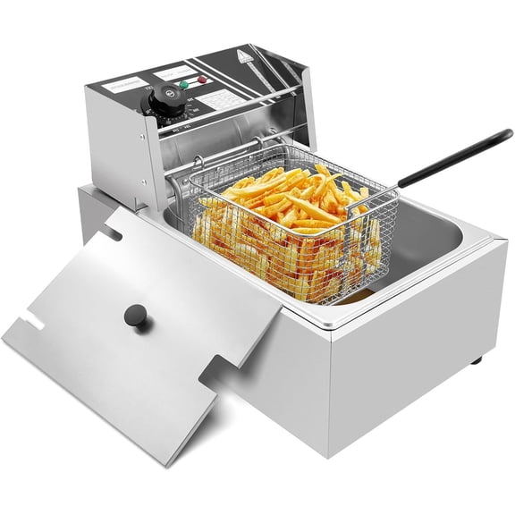 Commercial Deep Fryer, 2500W Electric Countertop Fryer with Basket, 11.4QT Stainless Steel Oil Fryer, with Temp Control, for Kitchen Restaurant Use