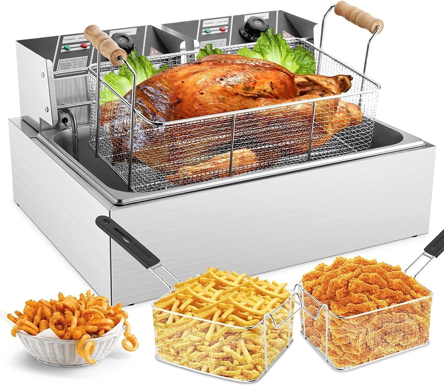Commercial Deep Fryer, 3400w Electric Turkey Fryer with Large Basket