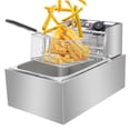 thumbnail image 1 of Commercial Deep Fryer, 6.3QT 2500W Professional Electric Countertop Deep Fryer Single Tank Stainless Steel for Restaurant, Temperature Control Deep Fryer with Basket, Easy to Clean, Q4788, 1 of 12