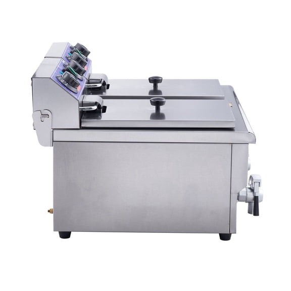 Commercial Deep Fryer, Dual Tank Electric Fryer, 2x10.6qt Stainless Steel Fryer