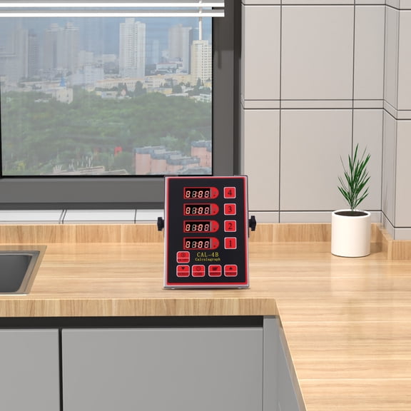 Commercial Digital Kitchen Timer with 4 Channels, Three-Stage Reminder & Adjustable Volume, Stainless Steel, LED Display, Precision Timing for Home & Restaurant Use