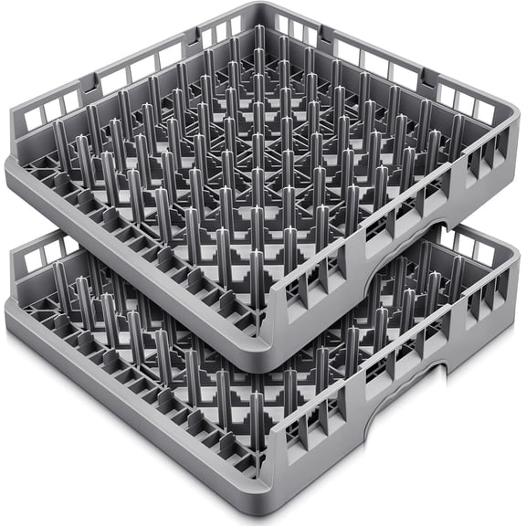 Commercial Dishwasher Tray Rack, Commercial Dish Drying Rack, Polypropylene Full Size Flatware Tray for Hotel Canteen Kitchen Restaurant Tableware Plate and Bowl(Peg Dish Opening,Gray,2 Pack)