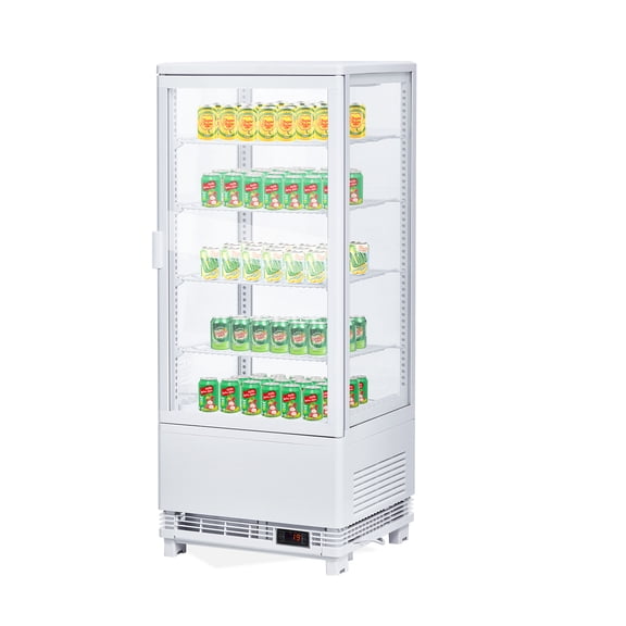 Commercial Display Refrigerator, 3.5 Cu.Ft/98 L Refrigerated Display Case with 4 Adjustable Shelves, Led Lights, Double Tempered Glass, Frost-Free Cake Display Fridge