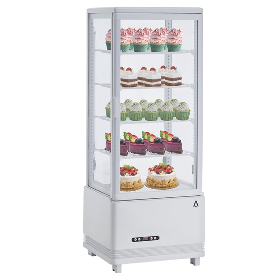 Commercial Display Refrigerator 3.5 Cu.Ft/98L Countertop  Refrigerated Cake Display Case, Automatic Defrosting,  Adjustable Shelves, Fridge with Digital Controller, LED Display, for Cafe, Bakery and