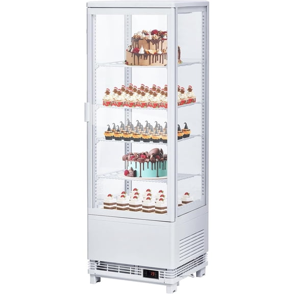 Commercial Display Refrigerator, 4.2 Cu.Ft Display Refrigerator Cooler with LED Lighting, Adjustable Shelves Glass Door Merchandiser Cooler, Automatic Defrost Freestanding Upright Beverage