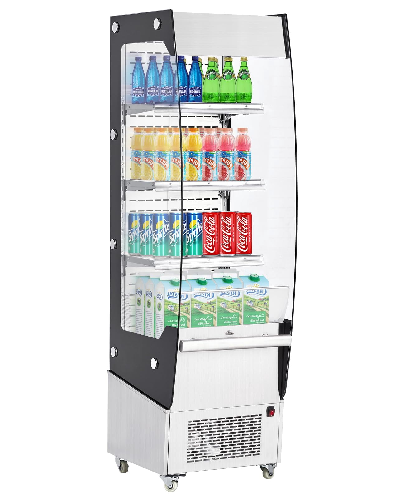 Commercial Display Refrigerator, 7.8 Cu.FT Open Merchandiser with Interior LED Lighting, Double-Layered Glass, Floor Refrigerator, 110V