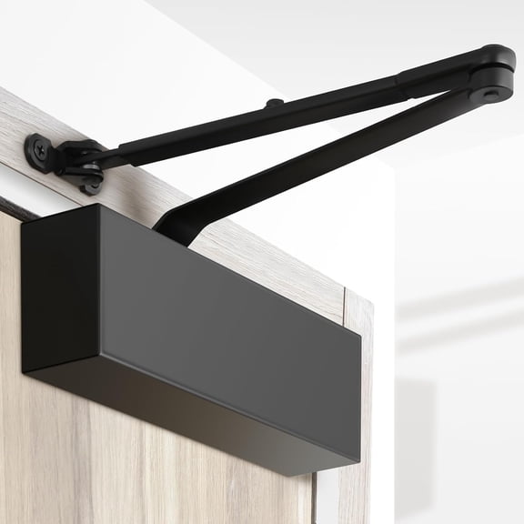 Commercial Door Closer, Automatic Slow Soft Self Closing, with Back Check, Delay Open, Adjustable Closing Latching Speed, No Slam, Black