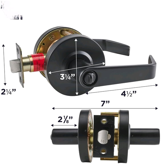 Commercial Door Handle Black - Grade 2 Lockset - Heavy Duty - Door Lever Schools Offices Industrial UL CUL & ADA ANSI A156.2 (Entry (Key/Front Entrances))$$