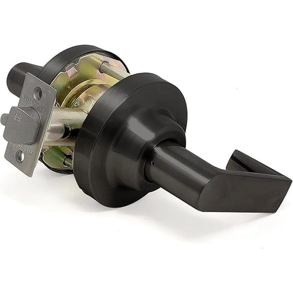 Commercial Door Lever Lock, Grade 1 Lockset Cylindrical Lever Industrial Heavy-Duty Locking Door Handles for Office,Passage, Oil Rubbed Bronze