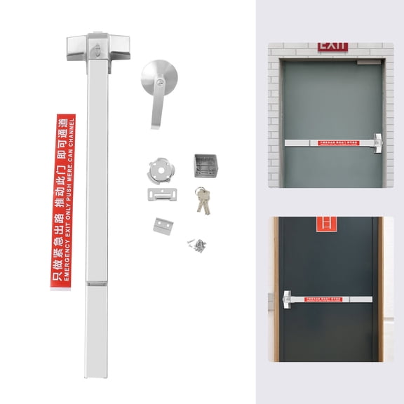 Modern Minimalist Silver Commercial Door Push Bar Exit Panic Device Lock Emergency Hardware Latches Tool