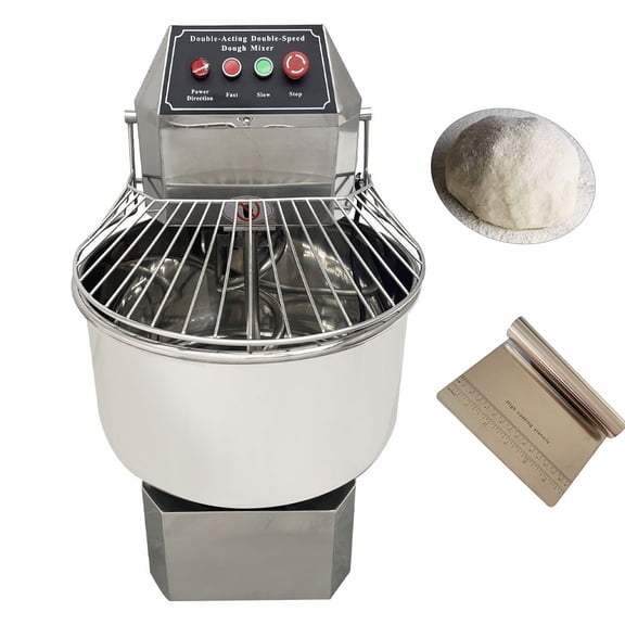 Commercial Dough Mixer Flour Kneading Machine Stainless Steel 50L Double Action Double Speed for Bakeries Pizzerias