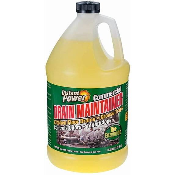 Commercial Drain Maintainer - Liquid Enzyme Clog Remover, Cleans and Deodorizes, Reduces Drain Blockages, 1 Gal