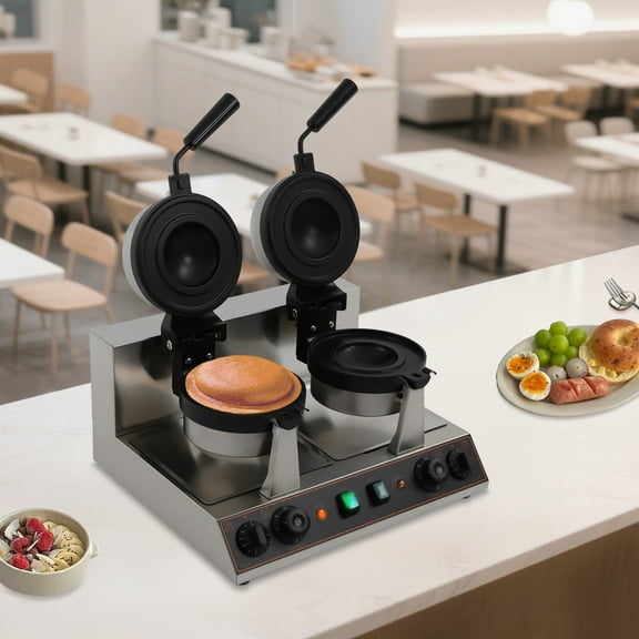 Commercial Stainless Steel Dual Panini Press Sandwich Maker Grill Electric Burger Toaster 110V 2.4KW 19.7*17.5*10.2 in for Home Kitchens, Breakfast Shops, Mobile Vendors