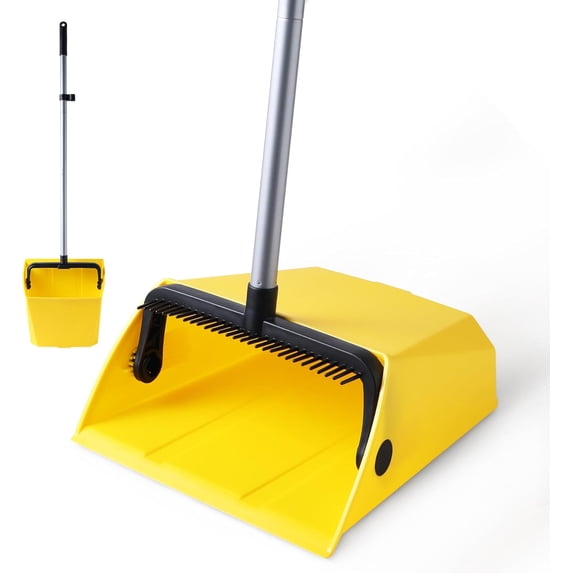 Commercial Dustpan with Comb Outdoor Indoor for Courtyard Garage Lobby Mall Market Floor Home Kitchen Room Office Pet Hair Rubbish