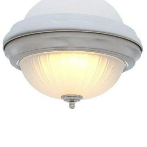 Commercial Electric 11 in. 100-Watt Equivalent Brushed Nickel Integrated LED Flush Mount with Frosted Glass Shade (2-Pack)