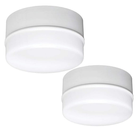 Commercial Electric Spin Light 5 in. White LED Flush Mount Ceiling Light 600 Lumens 4000K Bright White Closet Basement Utility (2 Pack)