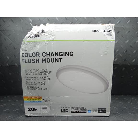 Commercial Electric 20 in. Low Profile LED Flush Mount Round Ceiling Light 2400 Lumens 3000K 4000K 5000K Dimmable Bedroom Lighting