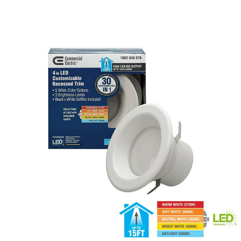 Commercial electric 4 white integrated led recessed trim shop