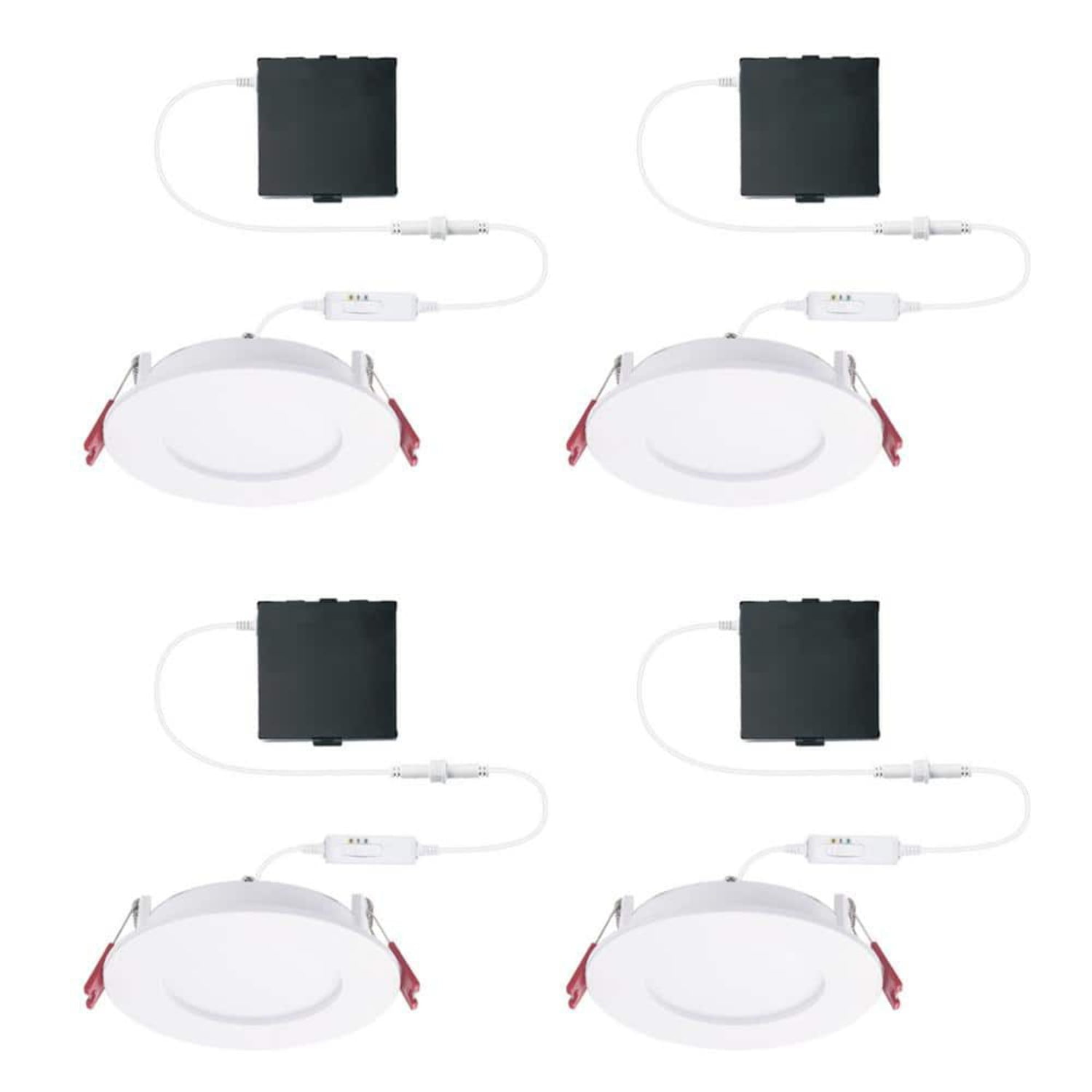 White Adjustable Color Temperature Ultra-Thin LED Recessed Light Kit, 4-Pack
