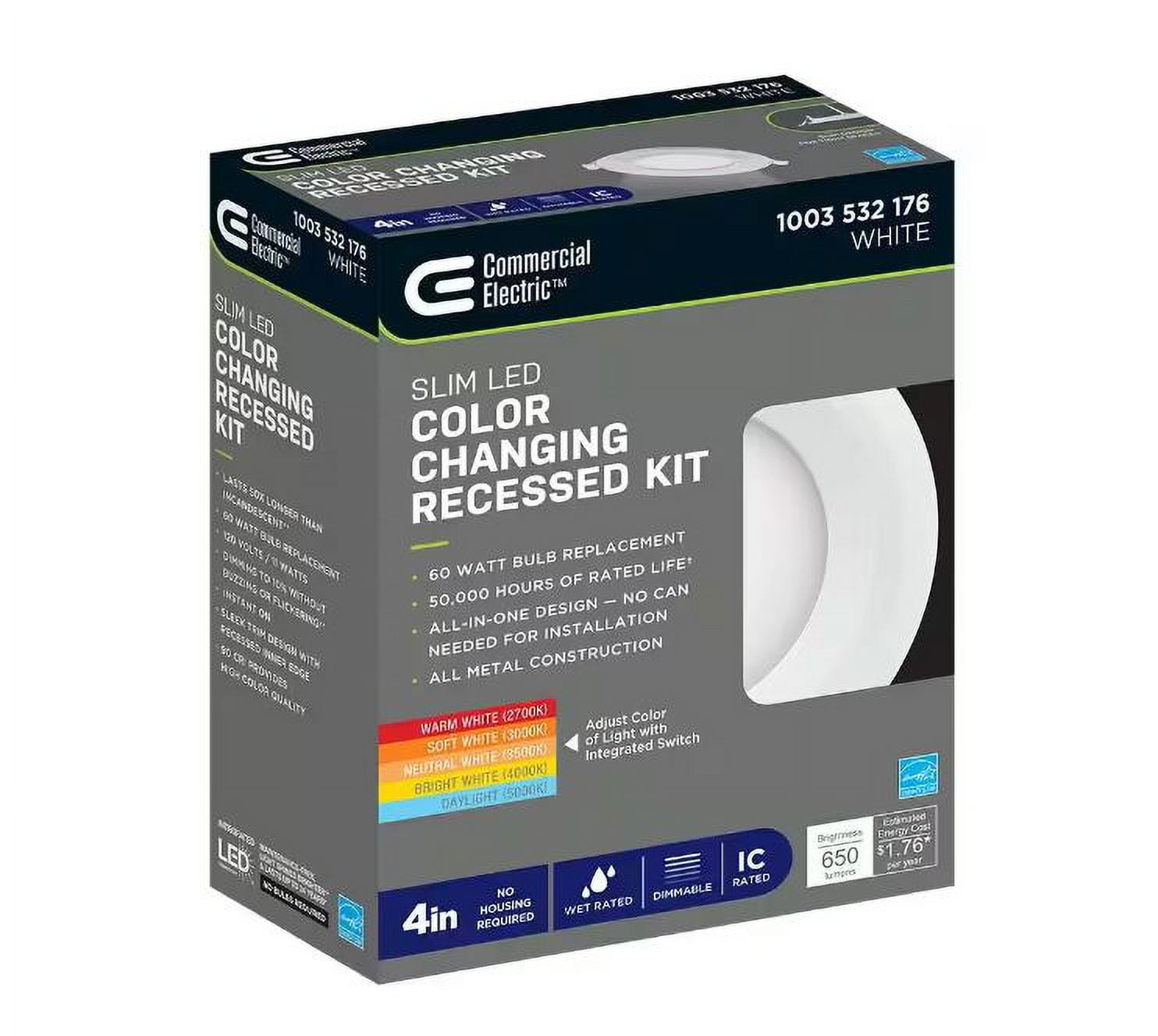 Commercial Electric 4 in LED Slim Color Changing Recessed Light Kit