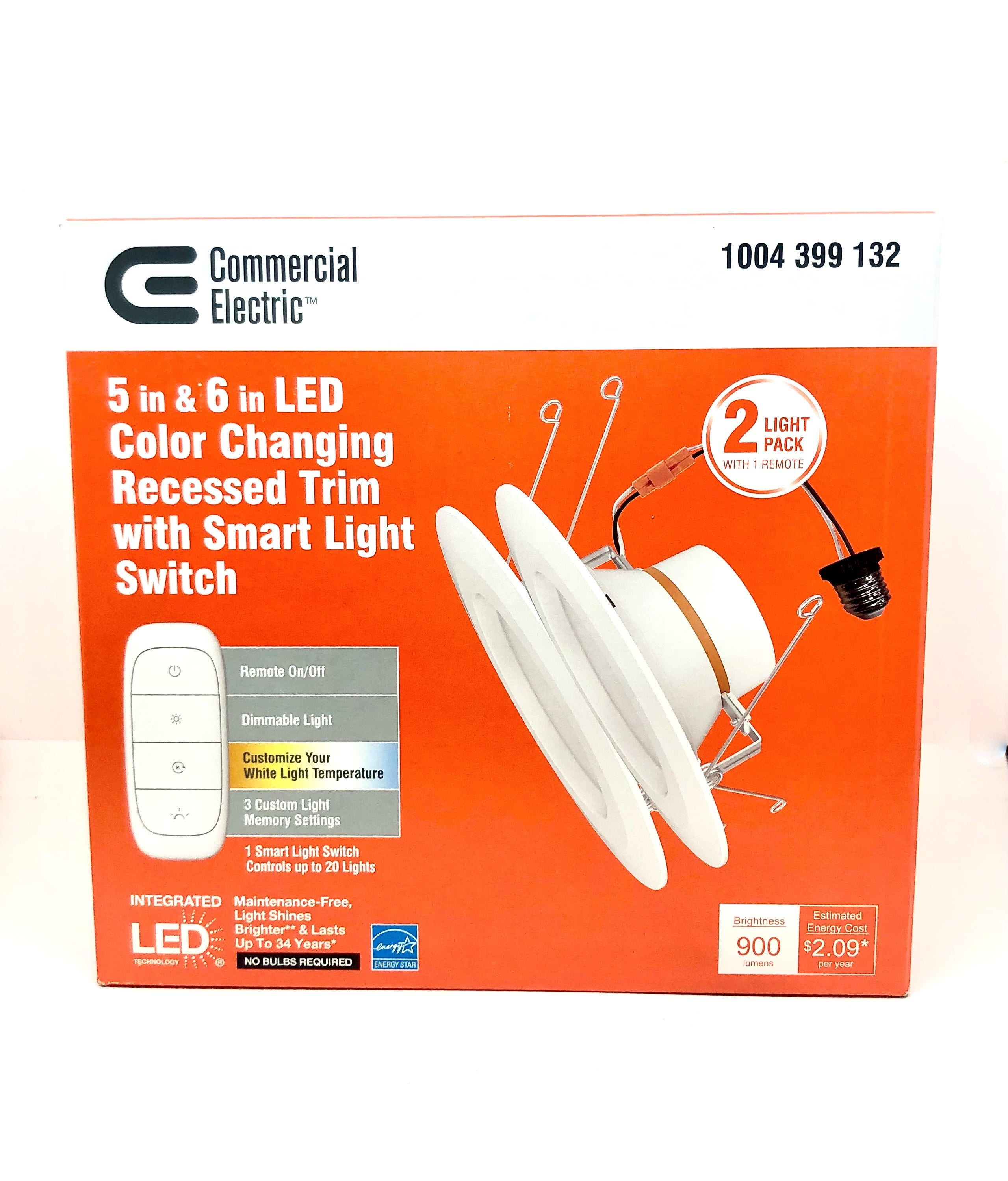 Commercial Electric 12 in. 6-Watt Plug-In Color Changing LED Under Cabinet Light 3-Position Switch Linkable 350 Lumens (5-Pack), White