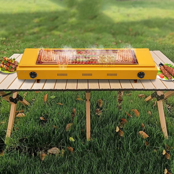 Commercial Electric BBQ Grill,Electric Portable Barbecue Stainless Steel Grill Electric Griller,Barbecue Grill for Outdoor Camping or Picnicking Dual Head Temperature Control