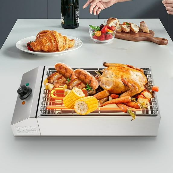 Commercial Electric Barbecue Oven Grill for BBQ Equipment, with Adjustable Thermostatic Control 110V 1800W, Cooking BBQ Griddle Stainless Steel Smokeless Restaurant Grill for Home,Camping Garden