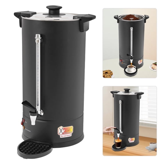 Commercial Electric Coffee Pot, Hot Water Dispenser, Stainless Steel Coffee Urn Black
