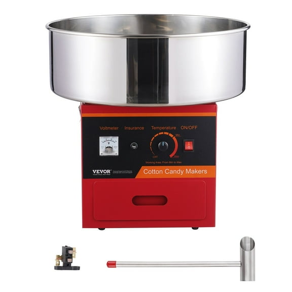 Commercial Electric Cotton Candy Machine 1000W, Candy Floss Maker with Stainless Steel Bowl, Sugar Scoop & Storage Drawer, Perfect for Birthday Parties, Family Fun, Red