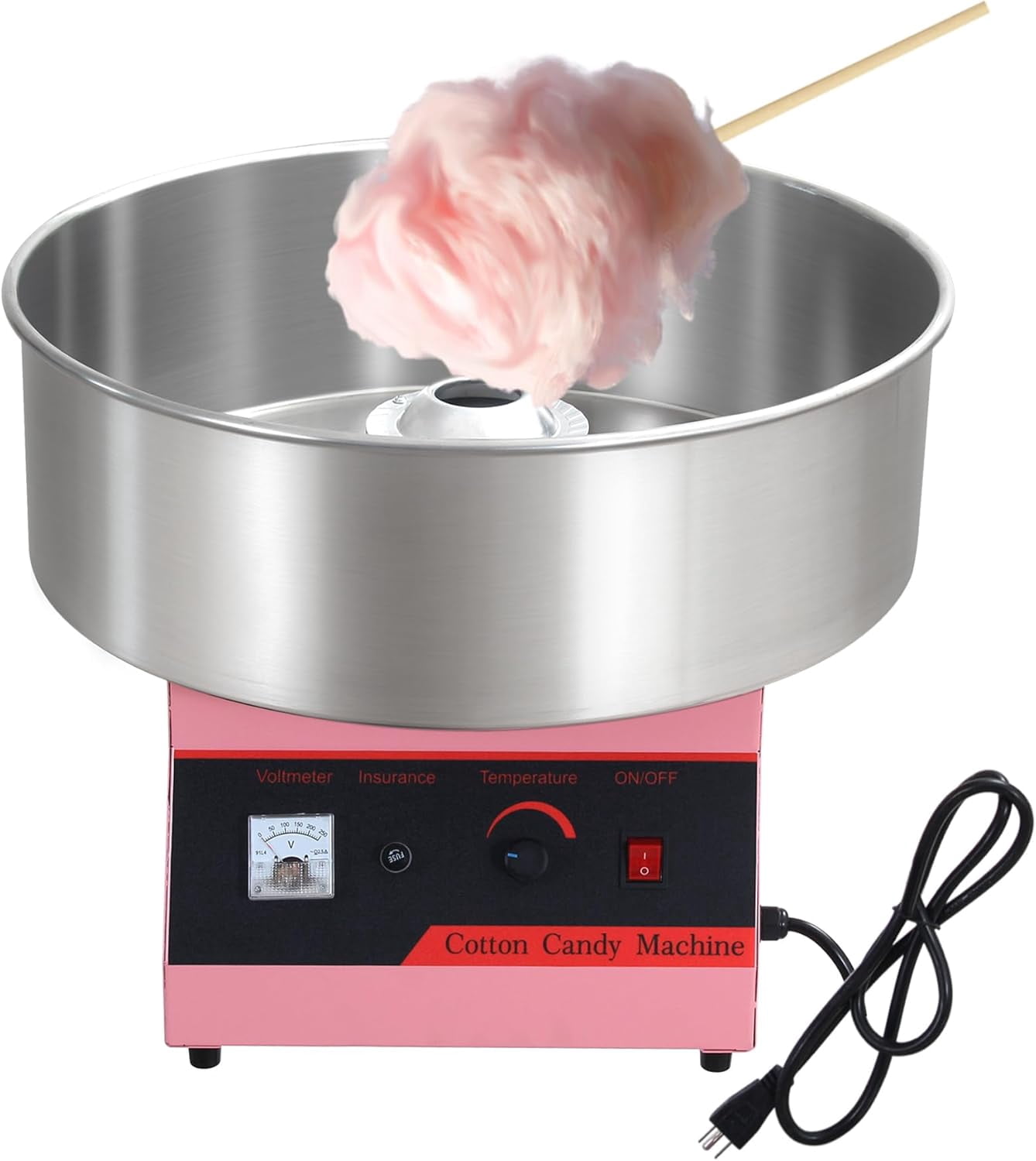 Commercial Electric Cotton Candy Machine with Stainless Steel Bowl ...