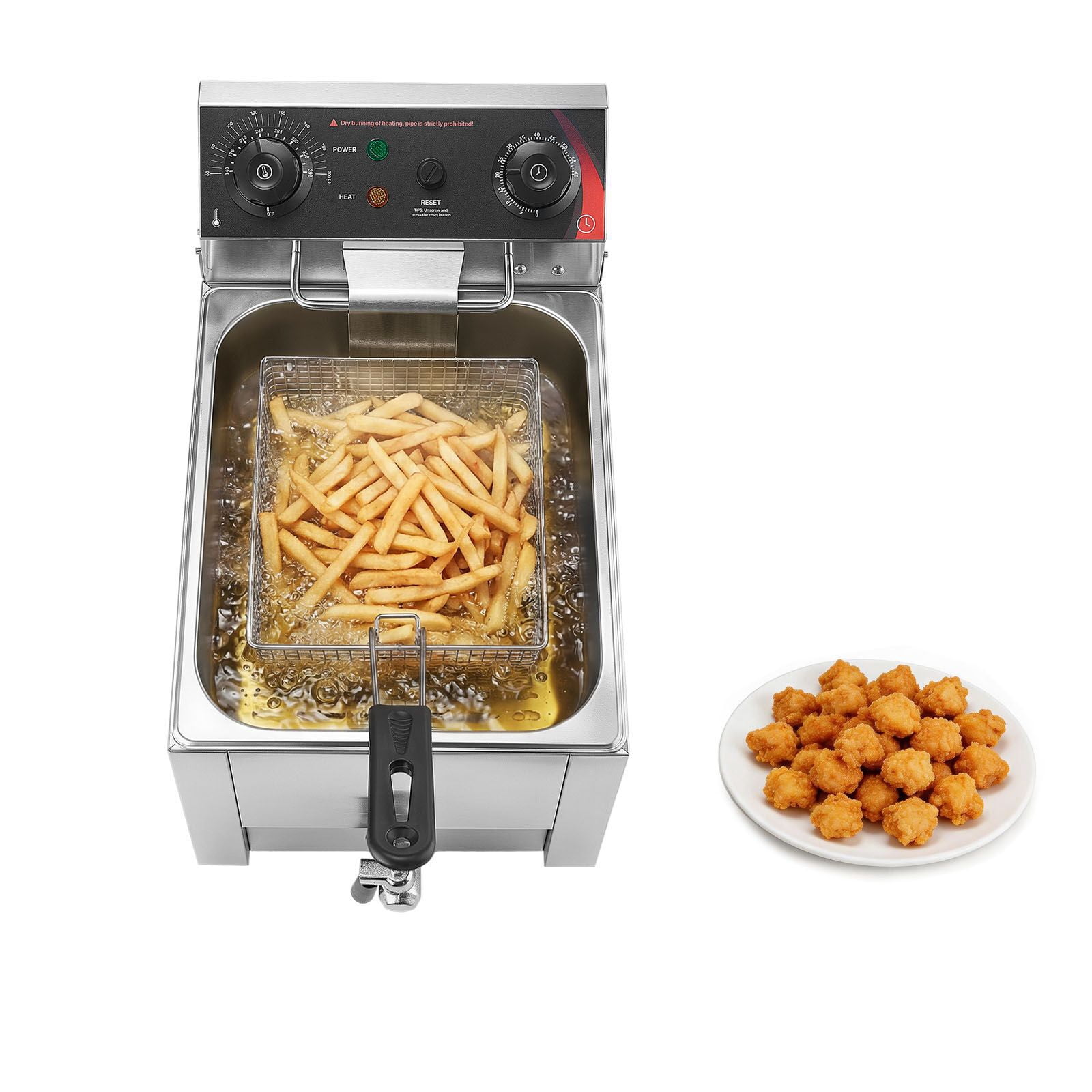 Commercial Electric Deep Fryer, Oil Filtration Upgrade, 9.51 Qt, 1750W