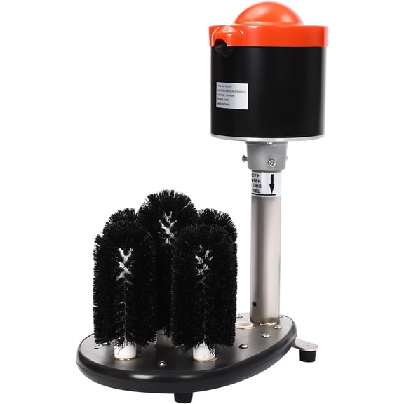 Commercial Electric Glass Washer 120V Cup Cleaning Brush with Raised Feet, Upgrade 5 Brushes Cup Washer with 250W Powerful Motor, Small Glass Washer for Milk Tea Stores, Bar & Cafes