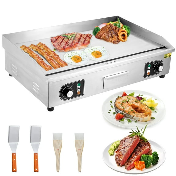 Commercial Electric Griddle, 14" Teppanyaki Grill, 1500W Electric Flat Top Grill