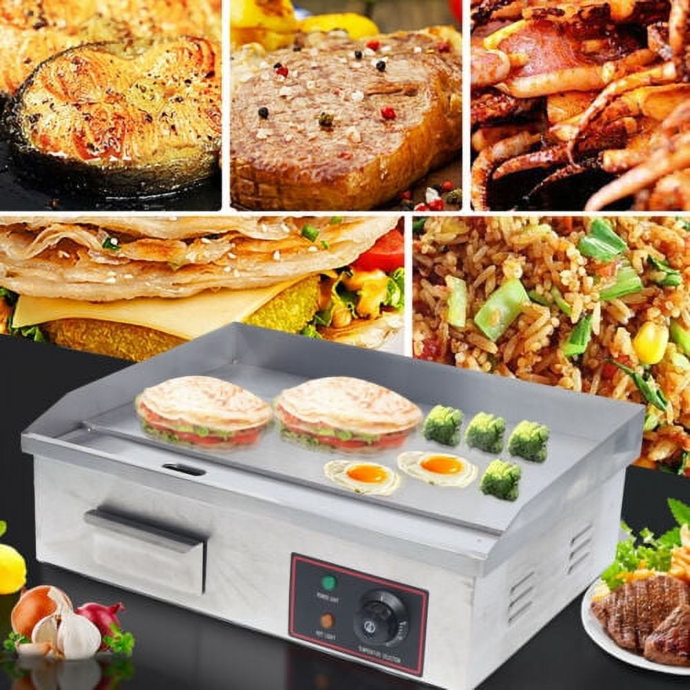 Commercial Electric Griddles Countertop Flat Top Griddle 1.6kw NonStick Teppanyaki Grill