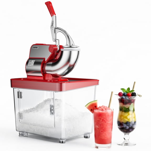 Commercial Electric Ice Crusher Machine, 4 Stainless Steel Blades Snow Cone Maker with Safety Switch for Home Bar Cafe Party