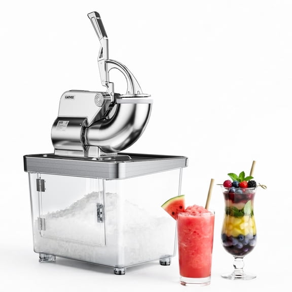 Commercial Electric Ice Crusher Machine, 4 Stainless Steel Blades Snow Cone Maker with Safety Switch for Home Bar Cafe Party