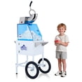 thumbnail image 1 of Commercial Electric Ice Crusher with Mobile Wheeled Cart, Trapezoidal Transparent Visible Storage Bin Snow Cone Machine, Shaved Ice Maker for Outdoor Stall, Carnival, Party., 1 of 9