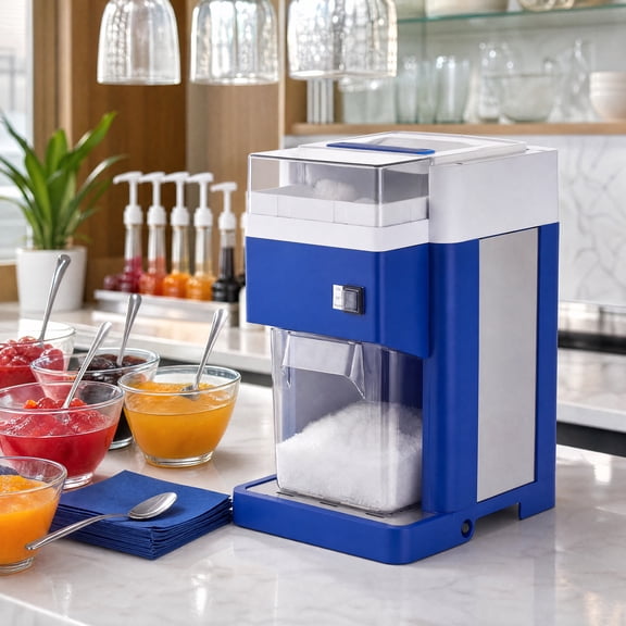 Commercial Electric Ice Shaver Machine 1.8L Large Capacity Snow Cone Maker 300W Motor Stainless Steel Blades Fluffy Shaved Ice Machine for Home Party Dessert Shop Restaurant Blue