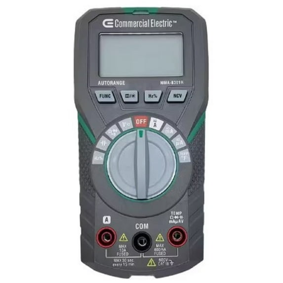 Commercial Electric MMA-8301R Auto Ranging digital Multimeter 600V AC/DC Voltage