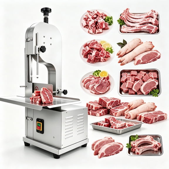 Commercial Electric Meat Bandsaw, Bone Band Saw & Bone Cutting Machine, Stainless Steel Frozen Meat Bone Saw for Restaurant, Supermarket, Butcher Shop