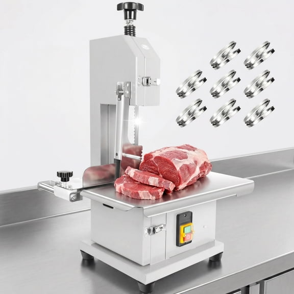 Commercial Electric Meat Bandsaw, Stainless Steel Countertop Bone, Sawing Machine Bone Saw Bone Cutting Machine, 1500W Safety Lock for Frozen Beef Pork Lamb Chops