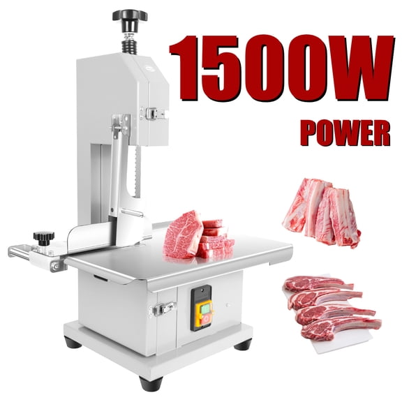 Commercial Electric Meat Bandsaw, Stainless Steel Countertop Bone Sawing Machine, Bone Saw For Butchering, Bone Cutting Machine, Safety Lock Carbon Steel Blade, for Fish Trotters Ribs Pork Belly