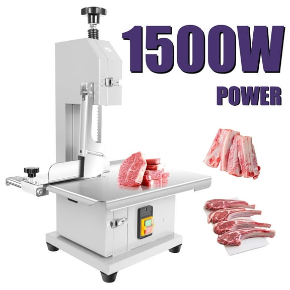 Commercial Electric Meat Bandsaw, Stainless Steel Countertop Bone Sawing Machine, Bone Saw For Butchering, Cutting Machine, 0.04-3.9 inch Thickness, Stainless Steel Worbench for Butchering Chicken