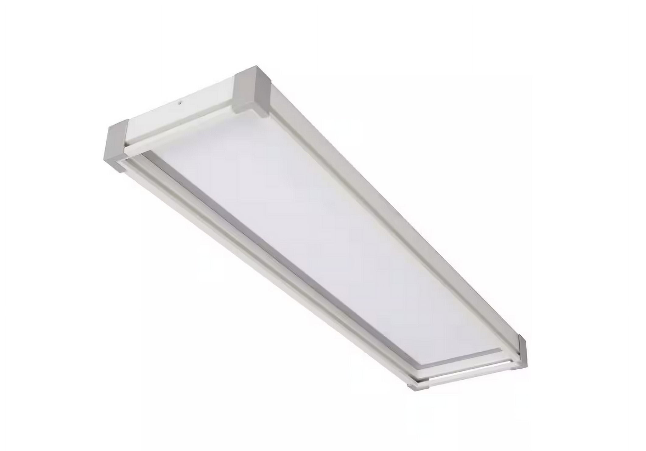 Commercial Electric Sebastian 48 in. x 13 in. Modern White Satin Nickel CCT Selectable LED Flush Mount Ceiling Light 4000 Dimmable Lumens
