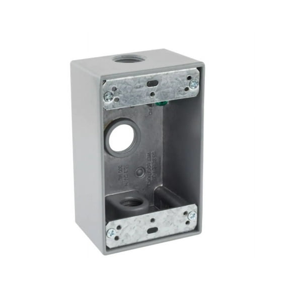 Commercial Electric WSB350G 1/2" 1-Gang 3-Holes Weatherproof Box Gray Metallic